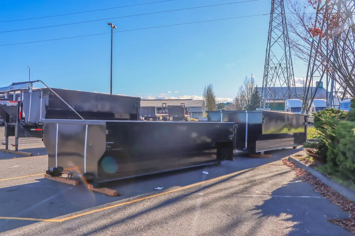 Roll-off dumpster ready for waste disposal at job site for 2 Yard Dumpster Rental in Kodiak